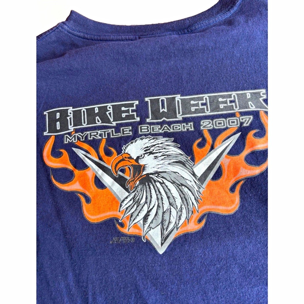 Reebok Vintage Bike Week Myrtle Beach 2007 Men XL T-Shirt Made in USA Blue